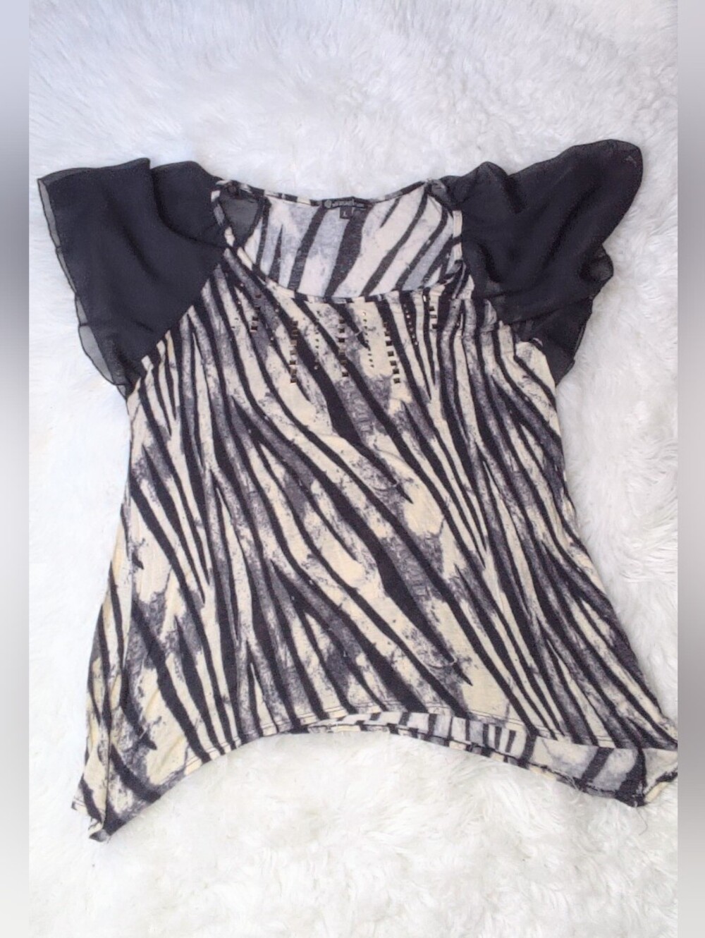 Signature Studios Zebra Print Blouse Size L